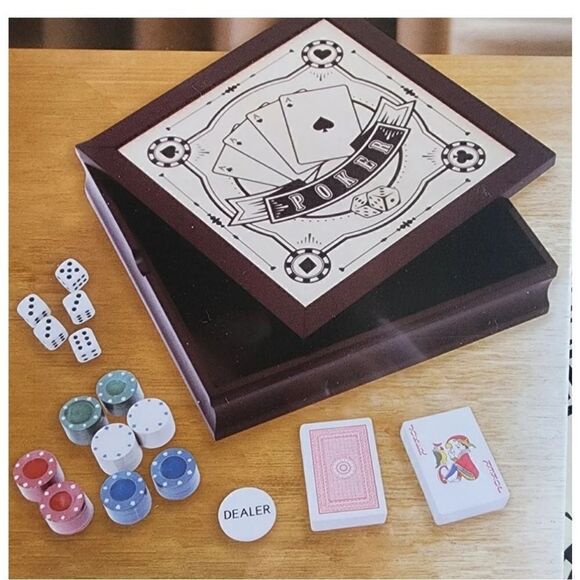 New Father's Day Poker Set Game Box: playing cards, 80 poker chips, 5 dice - Picture 1 of 5